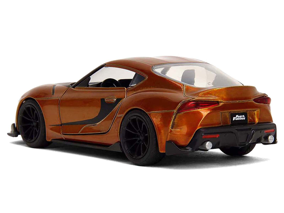 2020 Toyota Supra Orange Metallic with Black Stripes "F9" (2021) Movie "Fast & Furious" Series 1/32 Diecast Model Car by Jada-2