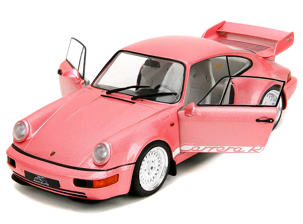 Porsche 911 Carrera RS (964) Pink Metallic with White Stripes "Pink Slips" Series 1/18 Diecast Model Car by Jada-1