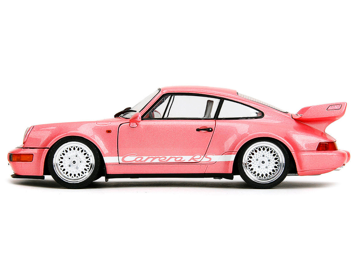 Porsche 911 Carrera RS (964) Pink Metallic with White Stripes "Pink Slips" Series 1/18 Diecast Model Car by Jada-2