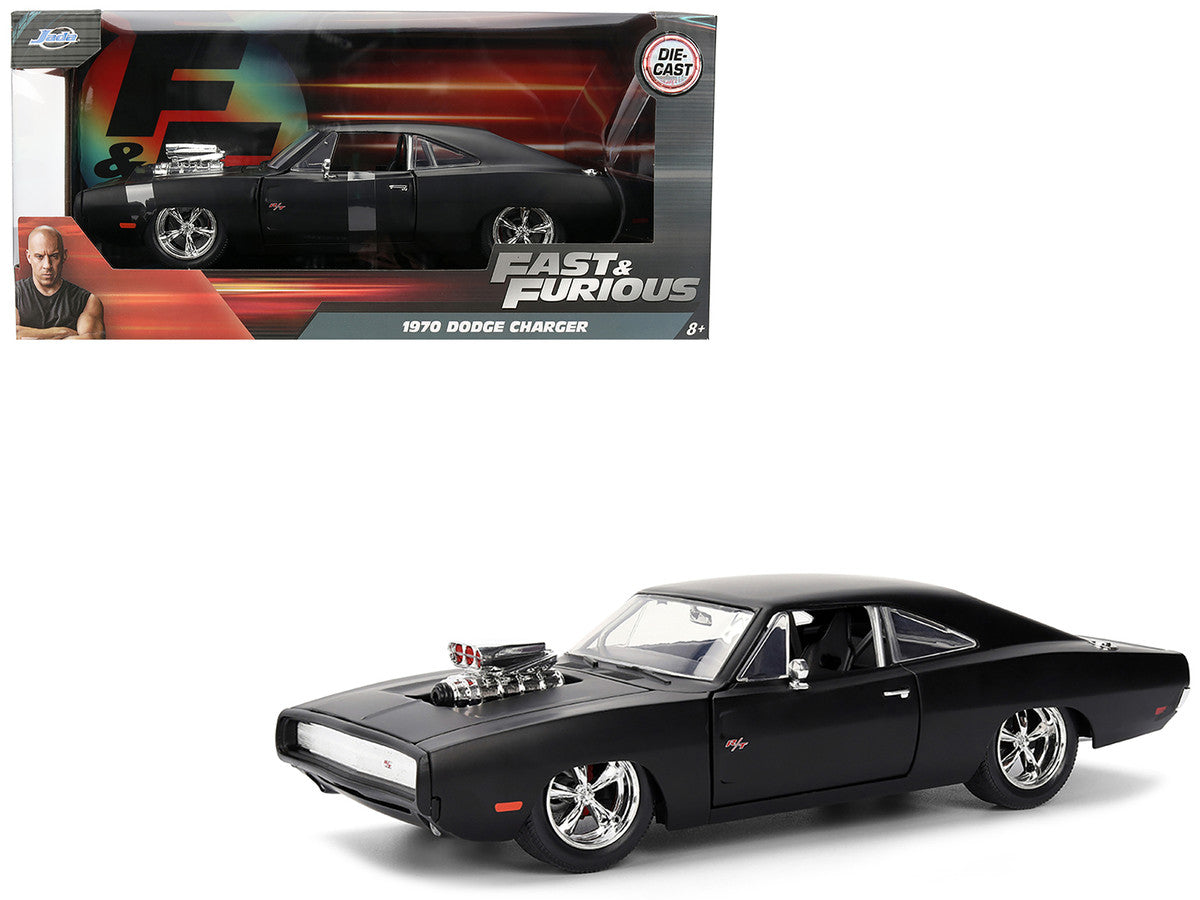 1970 Dodge Charger R/T Matt Black "Fast & Furious" (2009) Movie "Fast & Furious" Series 1/24 Diecast Model Car by Jada-0