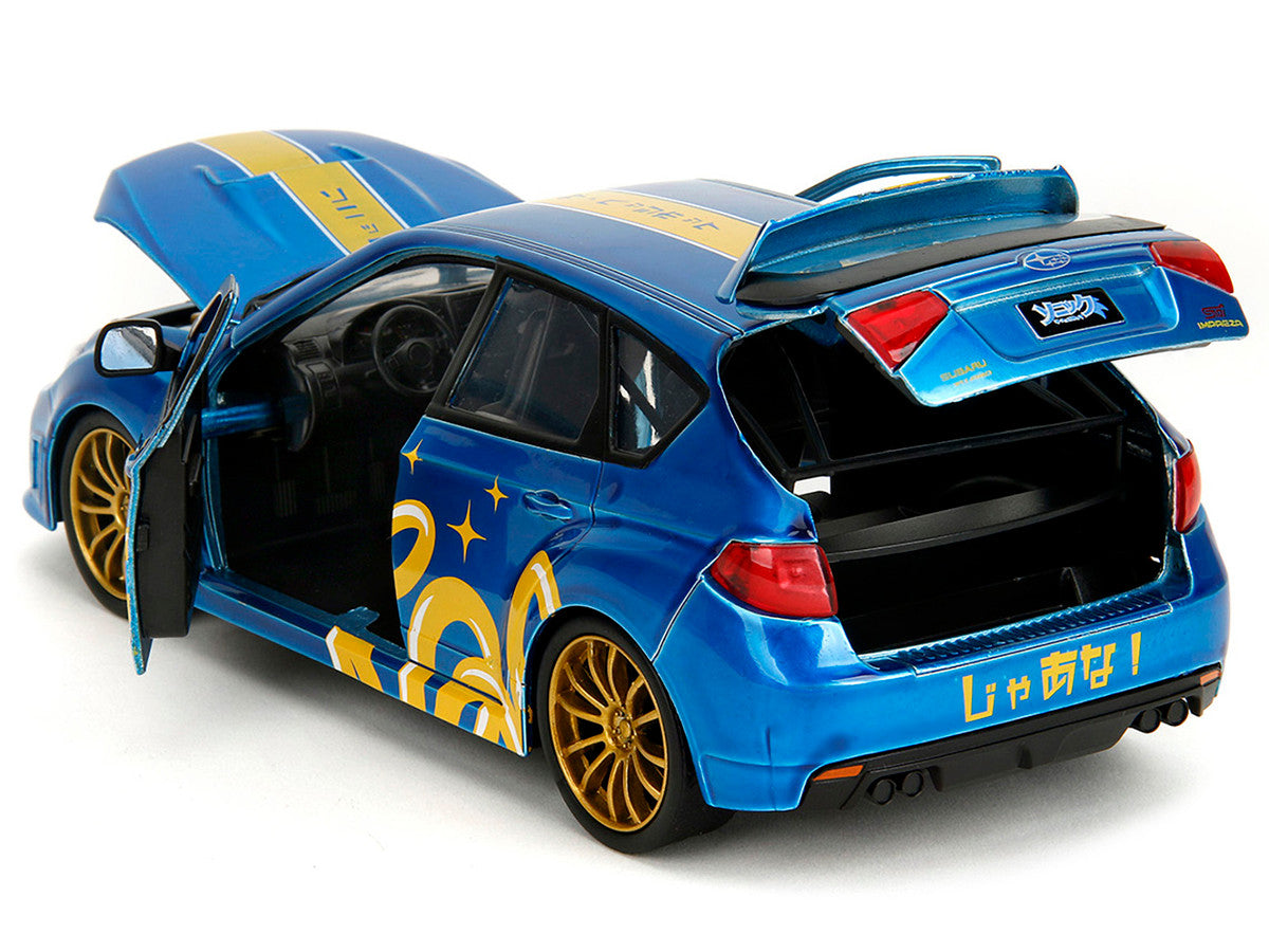 2012 Subaru Impreza WRX STI Blue Metallic with Graphics and Sonic The Hedgehog Diecast Figure "Sonic The Hedgehog" "Hollywood Rides" Series 1/24 Diecast Model Car by Jada-4