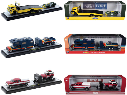 Auto Haulers Set of 3 Trucks Release 100 Limited Edition to 9600 pieces Worldwide 1/64 Diecast Models by M2 Machines-0