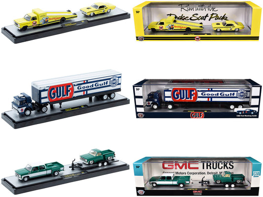 Auto Haulers Set of 3 Trucks Release 88 Limited Edition to 9600 pieces Worldwide 1/64 Diecast Models by M2 Machines-0