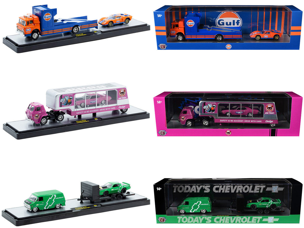 Auto Haulers Set of 3 Trucks Release 94 Limited Edition to 6000 pieces Worldwide 1/64 Diecast Models by M2 Machines-2