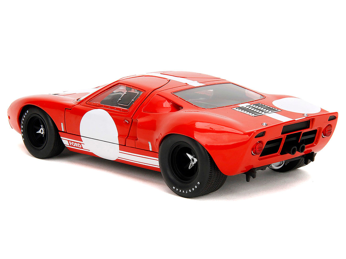 Ford GT40 MK1 Red with White Stripes and Graphics "Pink Slips" Series 1/18 Diecast Model Car by Jada-1