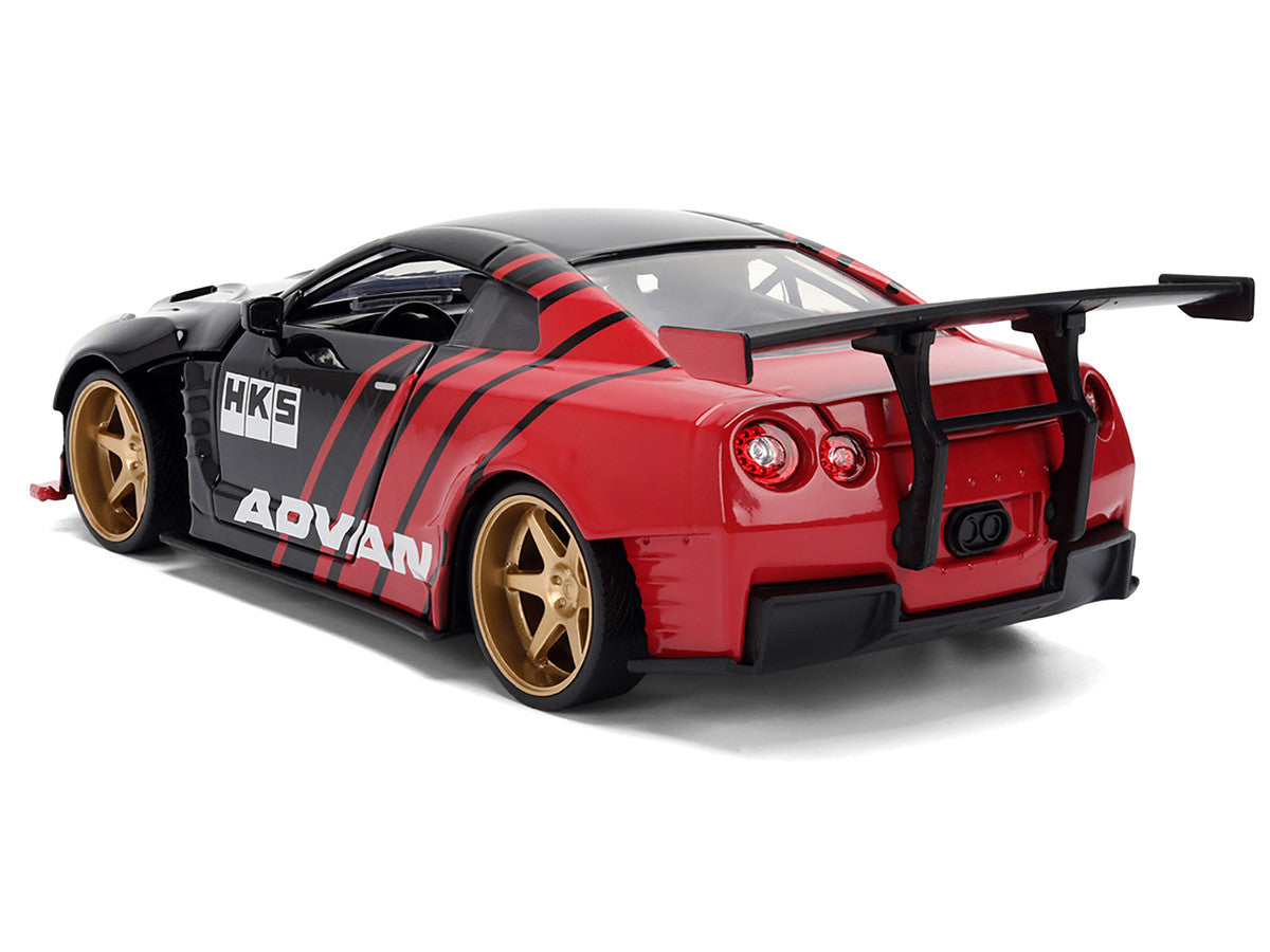 2009 Nissan GT-R (R35) Ben Sopra "Advan" Black and Red "JDM Tuners" Series 1/24 Diecast Model Car by Jada-1