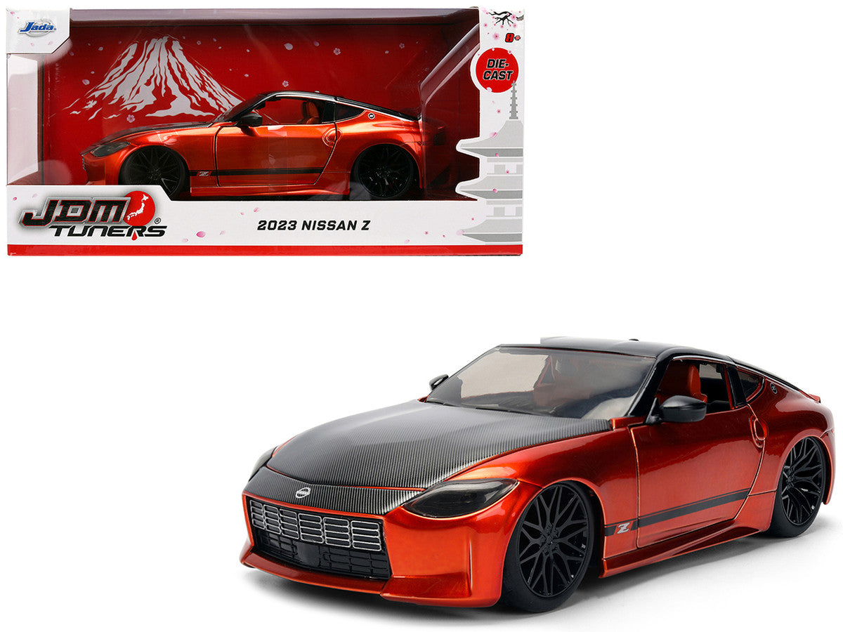 2023 Nissan Z Orange Metallic with Carbon Hood and Black Top "JDM Tuners" Series 1/24 Diecast Model Car by Jada-4