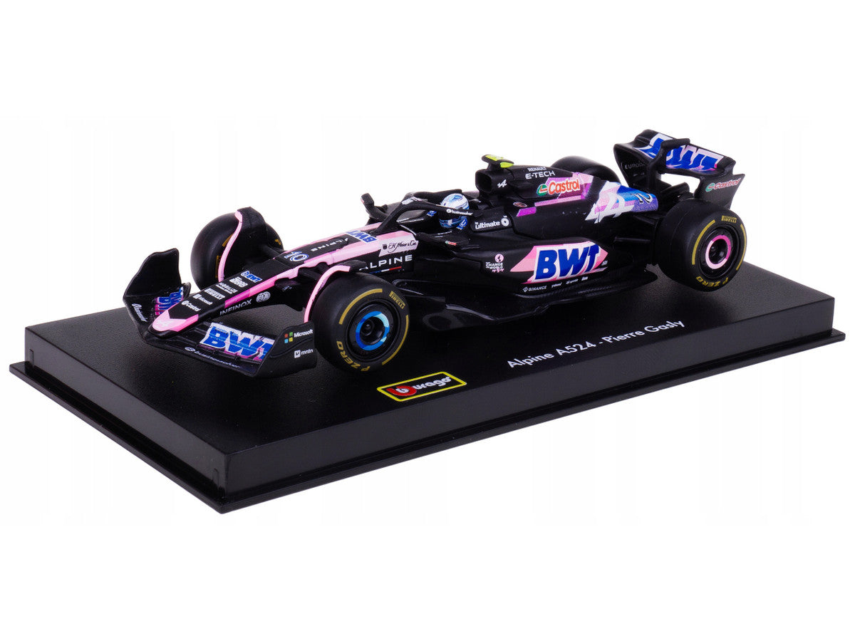 Alpine A524 #10 Pierre Gasly "BWT" "Formula One F1 World Championship" (2024) with Driver Figure and Display Case "Race" Series 1/43 Diecast Model Car by Bburago-3