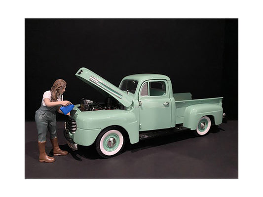 Car Girl in Tee Kylie Figurine for 1/18 Scale Models by American Diorama-0