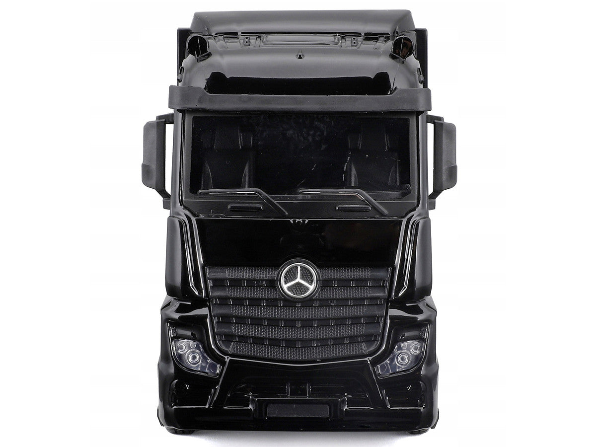 Mercedes-Benz Actros Gigaspace Car Transporter Black and Mercedes-AMG F1 W15 E Performance #63 George Russell "Petronas" Formula One F1 World Championship (2024) "Racing Hauler" Series 1/43 Diecast Model Car by Bburago-3