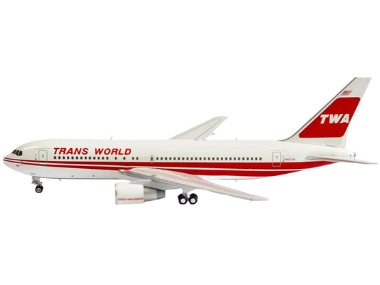 Boeing 767-200ER Commercial Aircraft "Trans World Airlines" (N601TW) White with Red Stripes 1/400 Diecast Model by V1:400-0
