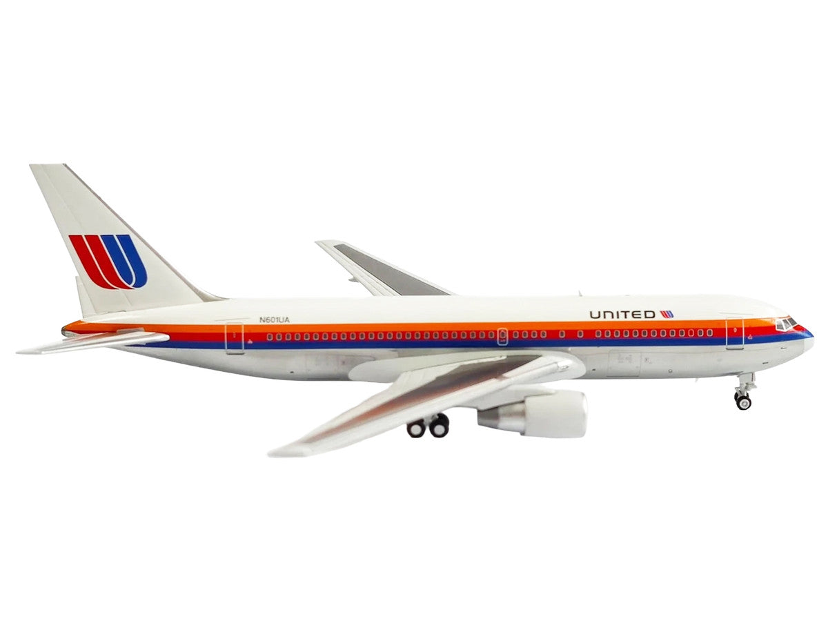 Boeing 767-200 Commercial Aircraft "United Airlines" (N601UA) White with Stripes 1/400 Diecast Model by V1:400-0
