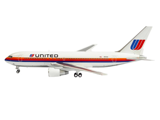 Boeing 767-200ER Commercial Aircraft "United Airlines" (N611UA) White with Stripes 1/400 Diecast Model by V1:400-0