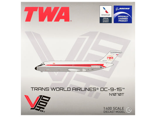 McDonnell Douglas DC-9-15 Commercial Aircraft "Trans World Airlines" (N1070T) White with Red Stripes 1/400 Diecast Model by V1:400-0