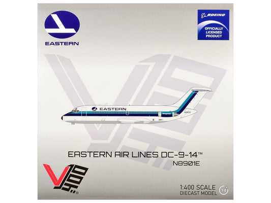 McDonnell Douglas DC-9-14 Commercial Aircraft "Eastern Air Lines" (N8901E) White with Blue Stripes 1/400 Diecast Model by V1:400-0