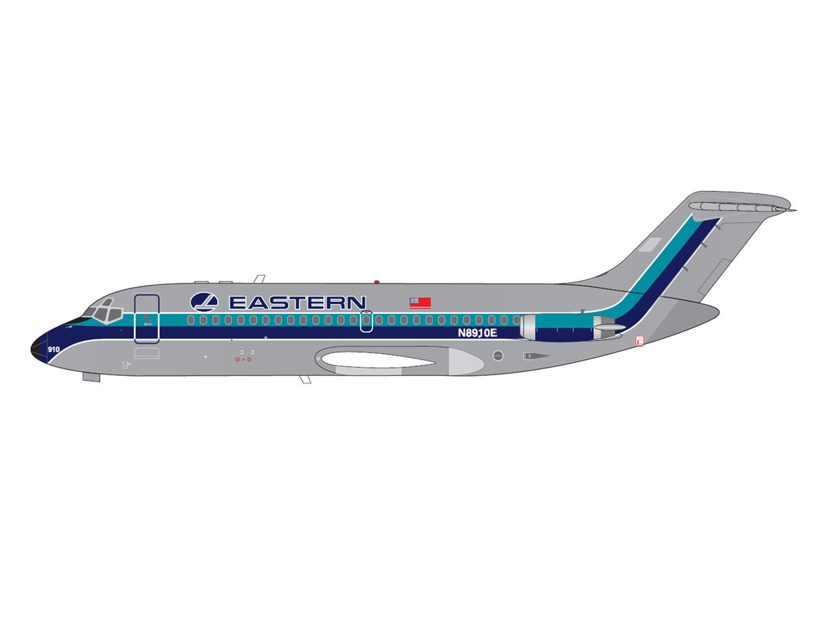 McDonnell Douglas DC-9-14 Commercial Aircraft "Eastern Air Lines" (N8910E) Silver with Blue Stripes 1/400 Diecast Model by V1:400-1
