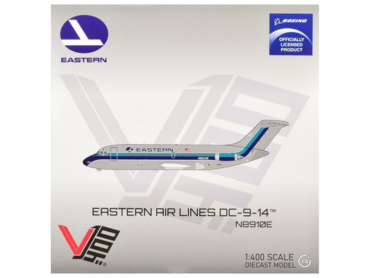 McDonnell Douglas DC-9-14 Commercial Aircraft "Eastern Air Lines" (N8910E) Silver with Blue Stripes 1/400 Diecast Model by V1:400-0