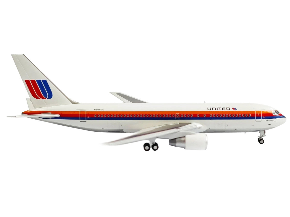 Boeing 767-200 Commercial Aircraft "United Airlines" (N606UA) White with Stripes 1/400 Diecast Model by V1:400-1