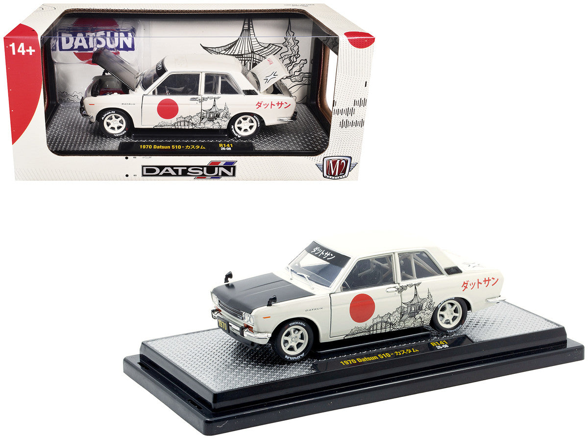 1970 Datsun 510 Light Gray with Japanese Graphics Limited Edition to 4050 pieces Worldwide 1/24 Diecast Model Car by M2 Machines-2