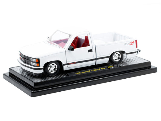 1993 Chevrolet C1500 SS 454 Pickup Truck White with Red Interior Limited Edition to 9600 pieces Worldwide 1/24 Diecast Model Car by M2 Machines-0