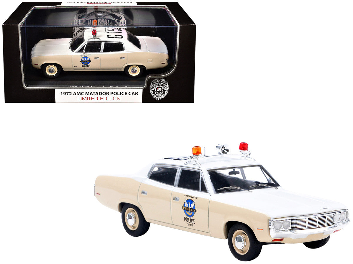 1972 AMC Matador Police Car "Phoenix Police Department" White and Beige 1/43 Diecast Model by Iconic Replicas-0
