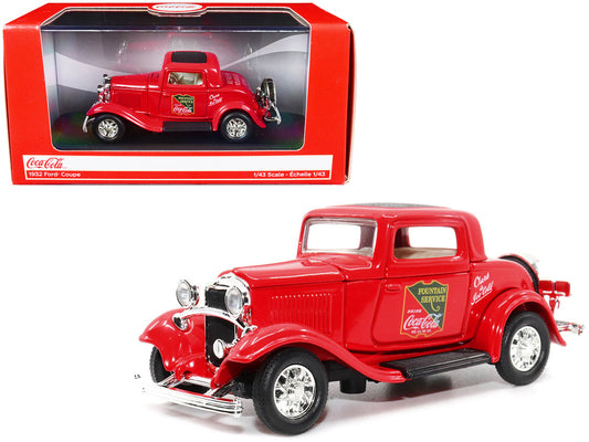 1932 Ford Coupe "Coca-Cola" Red with Black Top 1/43 Diecast Model Car by Motor City Classics-0