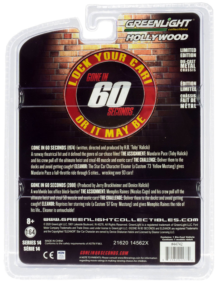 1967 Ford Mustang Custom "Eleanor" "Gone in 60 Sixty Seconds" (2000) Movie 1/64 Diecast Car Model by Greenlight-1