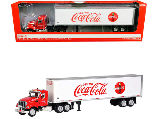 Truck Tractor with 53' Trailer "Drink Coca-Cola" Red and White 1/50 Diecast Model by Motorcity Classics-0