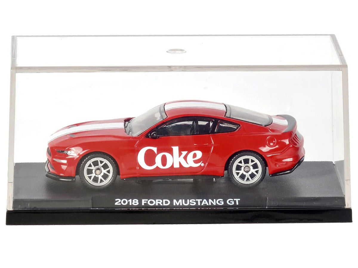 2018 Ford Mustang GT "Coca-Cola" Red with White Stripes 1/64 Diecast Model by Motorcity Classics-1