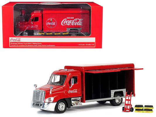 Beverage Delivery Truck "Coca-Cola" with Handcart and 4 Bottle Cases 1/50 Diecast Model by Motorcity Classics-0