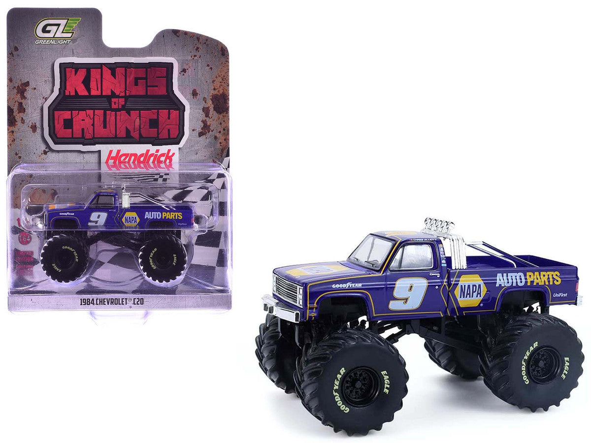 1984 Chevrolet C20 Monster Truck #9 "NAPA" Blue with Graphics "Kings of Crunch - Hendrick Motorsports Tribute" Special Edition 1/64 Diecast Model Car by Greenlight-4