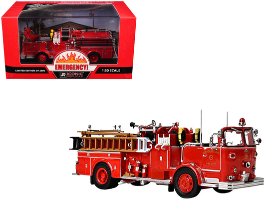 1965 Crown Firecoach Fire Engine "Los Angeles County Fire Department" LA County FD (LACFD) "Emergency!" Series Limited Edition to 2500 pieces Worldwide 1/50 Diecast Model by Iconic Replicas-0
