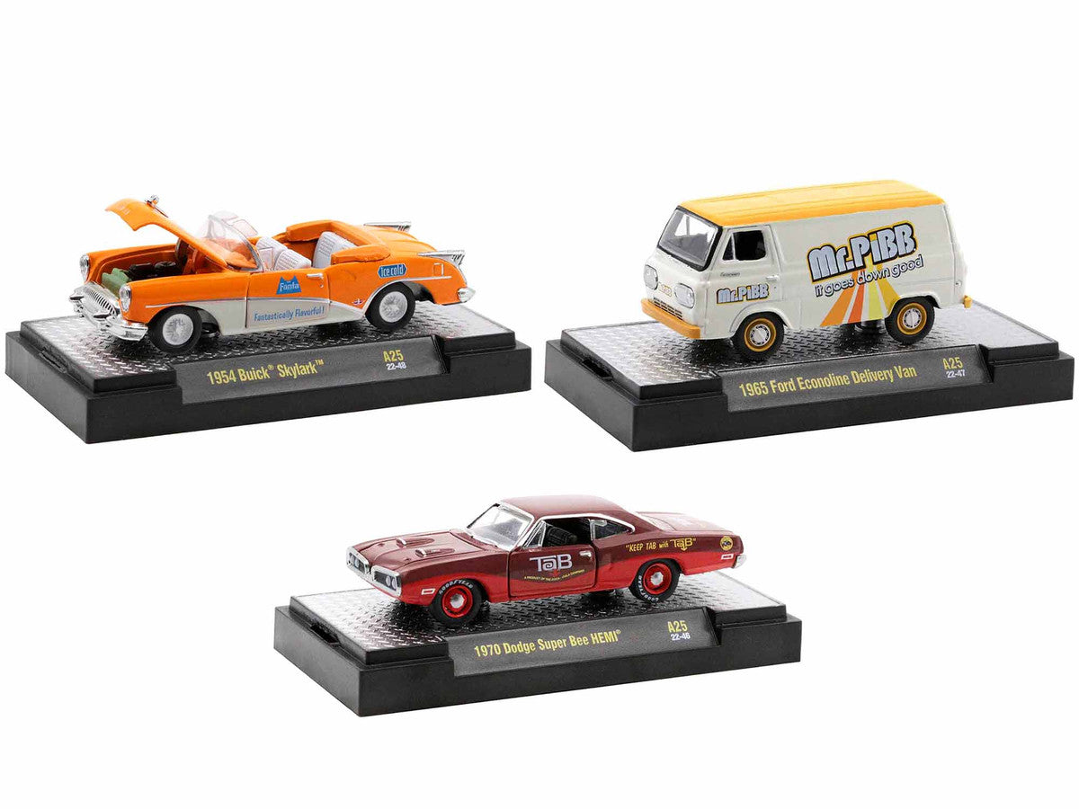 "Sodas" Set of 3 pieces Release 25 Limited Edition to 6250 pieces Worldwide 1/64 Diecast Model Cars by M2 Machines-1