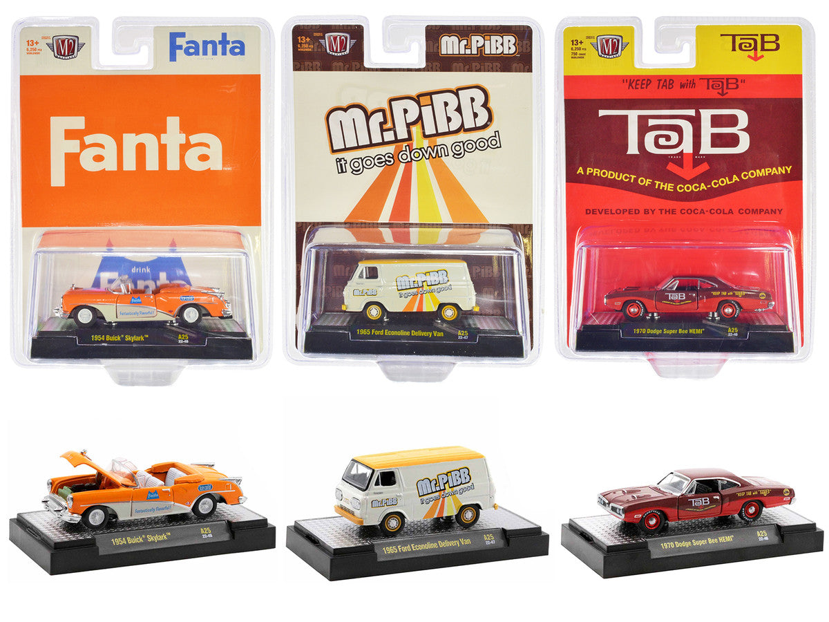 "Sodas" Set of 3 pieces Release 25 Limited Edition to 6250 pieces Worldwide 1/64 Diecast Model Cars by M2 Machines-0