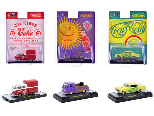 "Coca-Cola" Set of 3 pieces Release 53 Limited Edition to 10000 pieces Worldwide 1/64 Diecast Model Cars by M2 Machines-0