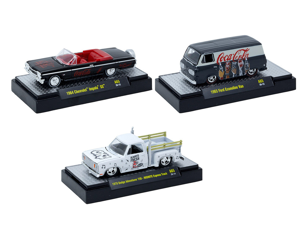 "Coca-Cola" Set of 3 pieces Release 65 Limited Edition to 4800 pieces Worldwide 1/64 Diecast Models by M2 Machines-1