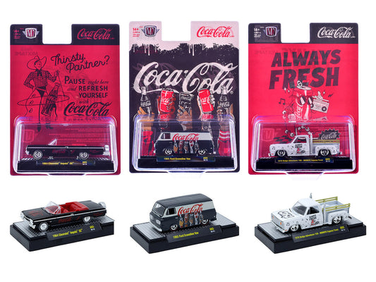 "Coca-Cola" Set of 3 pieces Release 65 Limited Edition to 4800 pieces Worldwide 1/64 Diecast Models by M2 Machines-0