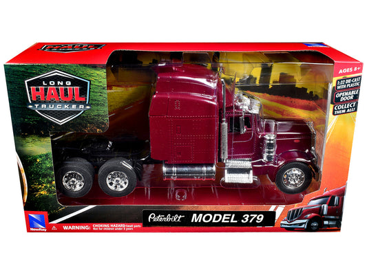 Peterbilt 379 Truck Tractor Burgundy Metallic "Long Haul Trucker" Series 1/32  Diecast Model by New Ray-0