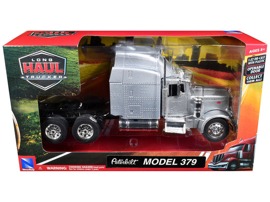 Peterbilt 379 Truck Tractor Silver Metallic "Long Haul Trucker" 1/32 Diecast Model by New Ray-0