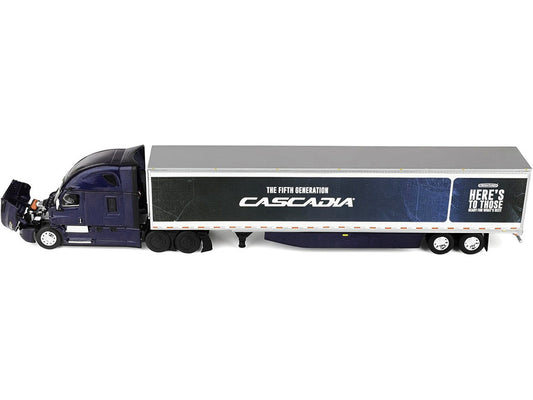Freightliner Fifth Generation Cascadia Raised Roof Sleeper & 53' Utility Trailer with Skirts Midnight Blue 1/64 Diecast Model by DCP/First Gear-0