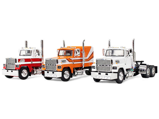 Ford LTL 9000 Trio Set (Two Day Cabs and One 60" Flat Top Sleeper) 1/64 Diecast Model by DCP/First Gear-0