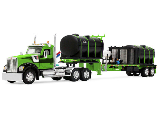 Kenworth W900 Day Cab with Demco 42' Liquid Fertilizer Tender Trailer Green and Black 1/64 Diecast Model by DCP/First Gear-0