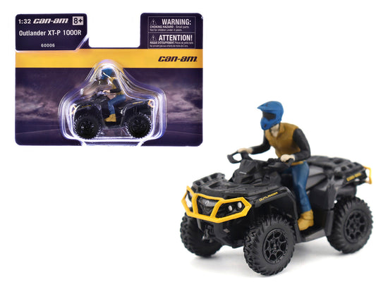 Can-Am Outlander XT-P 1000R ATV Iron Gray and Neo Yellow with Driver Figure 1/32 Diecast Model by BRP Models-0