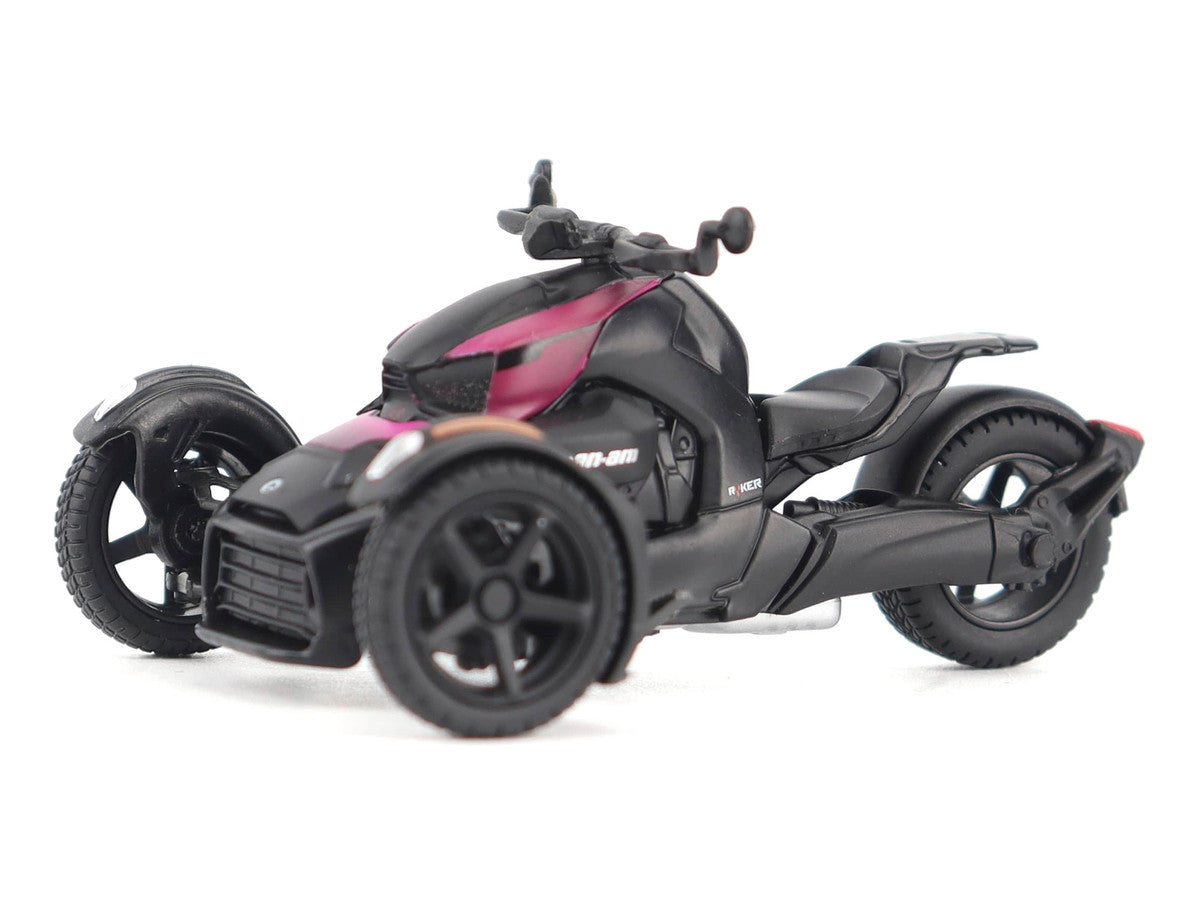 Can-Am Ryker 3-Wheel Motorcycle Pink Punk and Black with Driver Figure 1/32 Diecast Model by BRP Models-1