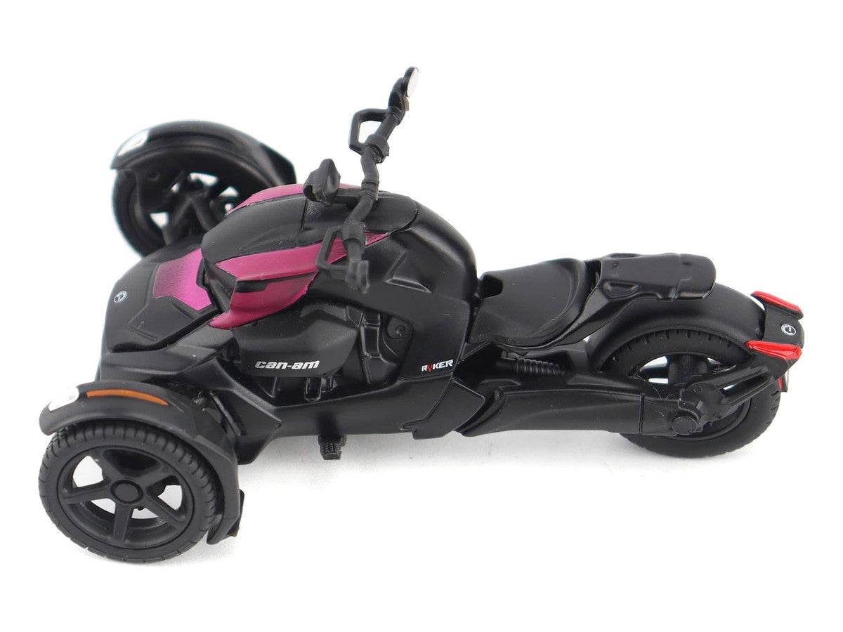 Can-Am Ryker 3-Wheel Motorcycle Pink Punk and Black with Driver Figure 1/32 Diecast Model by BRP Models-2