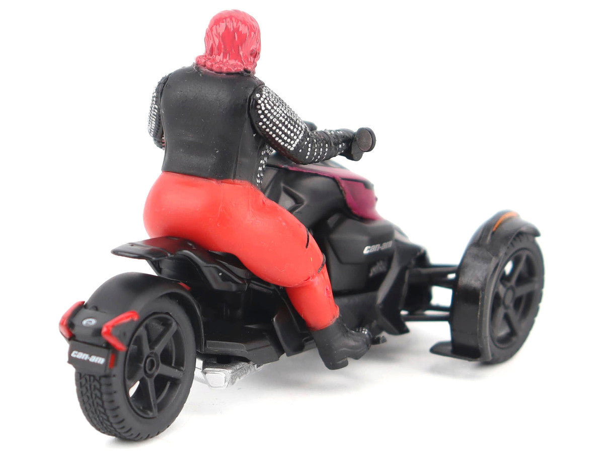 Can-Am Ryker 3-Wheel Motorcycle Pink Punk and Black with Driver Figure 1/32 Diecast Model by BRP Models-4