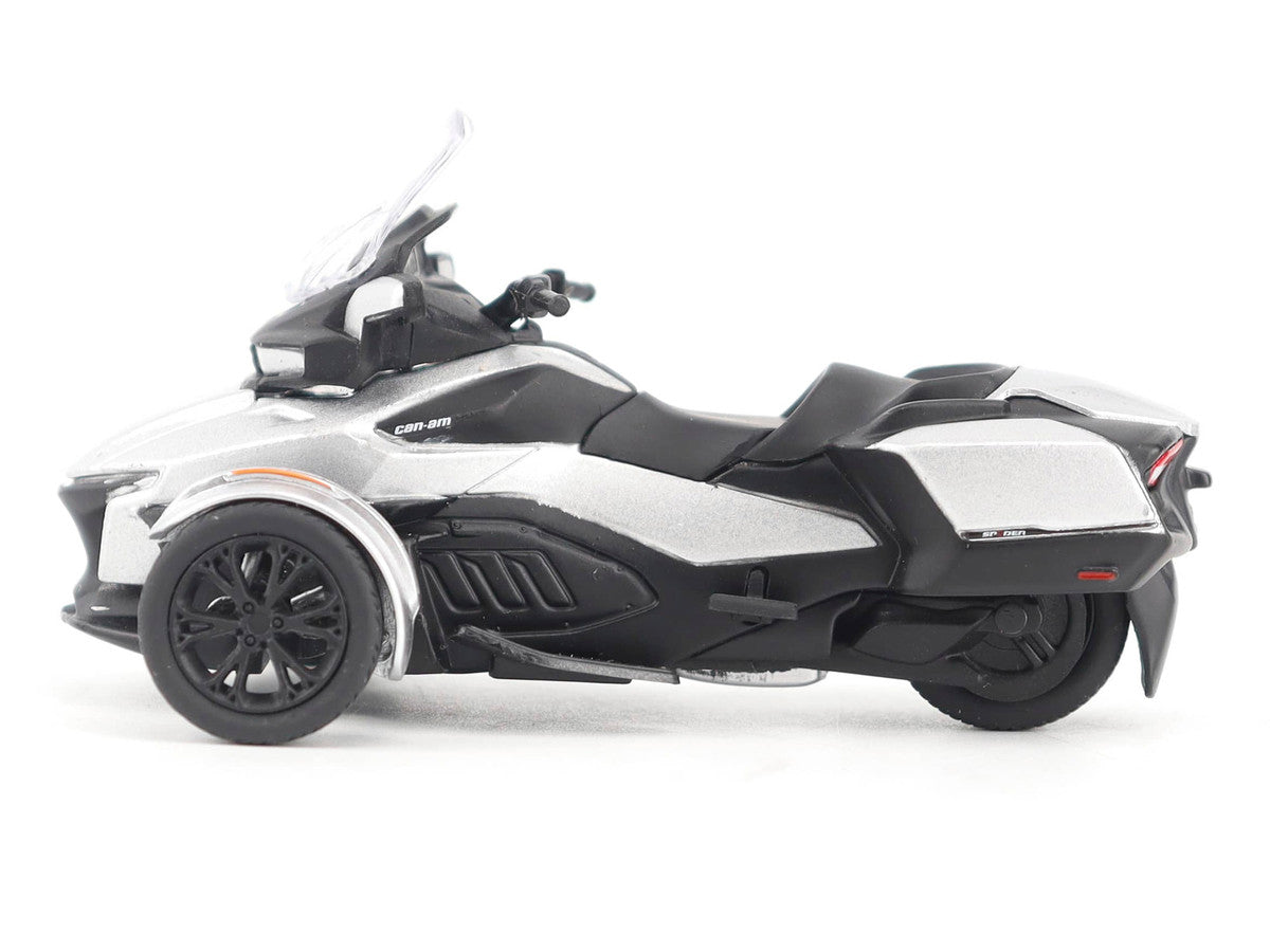 Can-Am Spyder RT 3-Wheel Motorcycle Hyper Silver Metallic with Driver Figure 1/32 Diecast Model by BRP Models-1