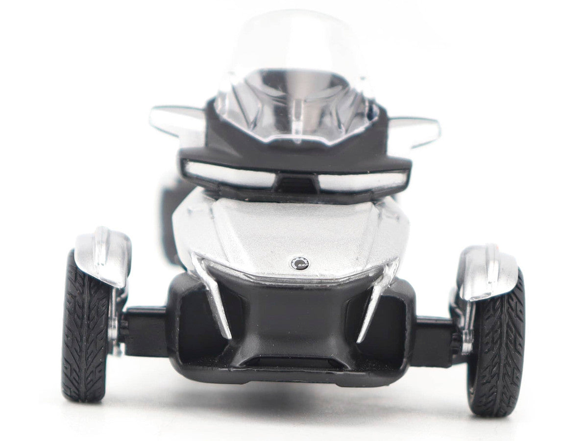 Can-Am Spyder RT 3-Wheel Motorcycle Hyper Silver Metallic with Driver Figure 1/32 Diecast Model by BRP Models-2