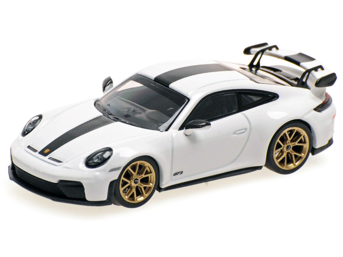 2025 Porsche 911 (992.2) GT3 Weissach Package White with Carbon Stripe Limited Edition to 240 pieces Worldwide 1/64 Diecast Model Car by Minichamps-1