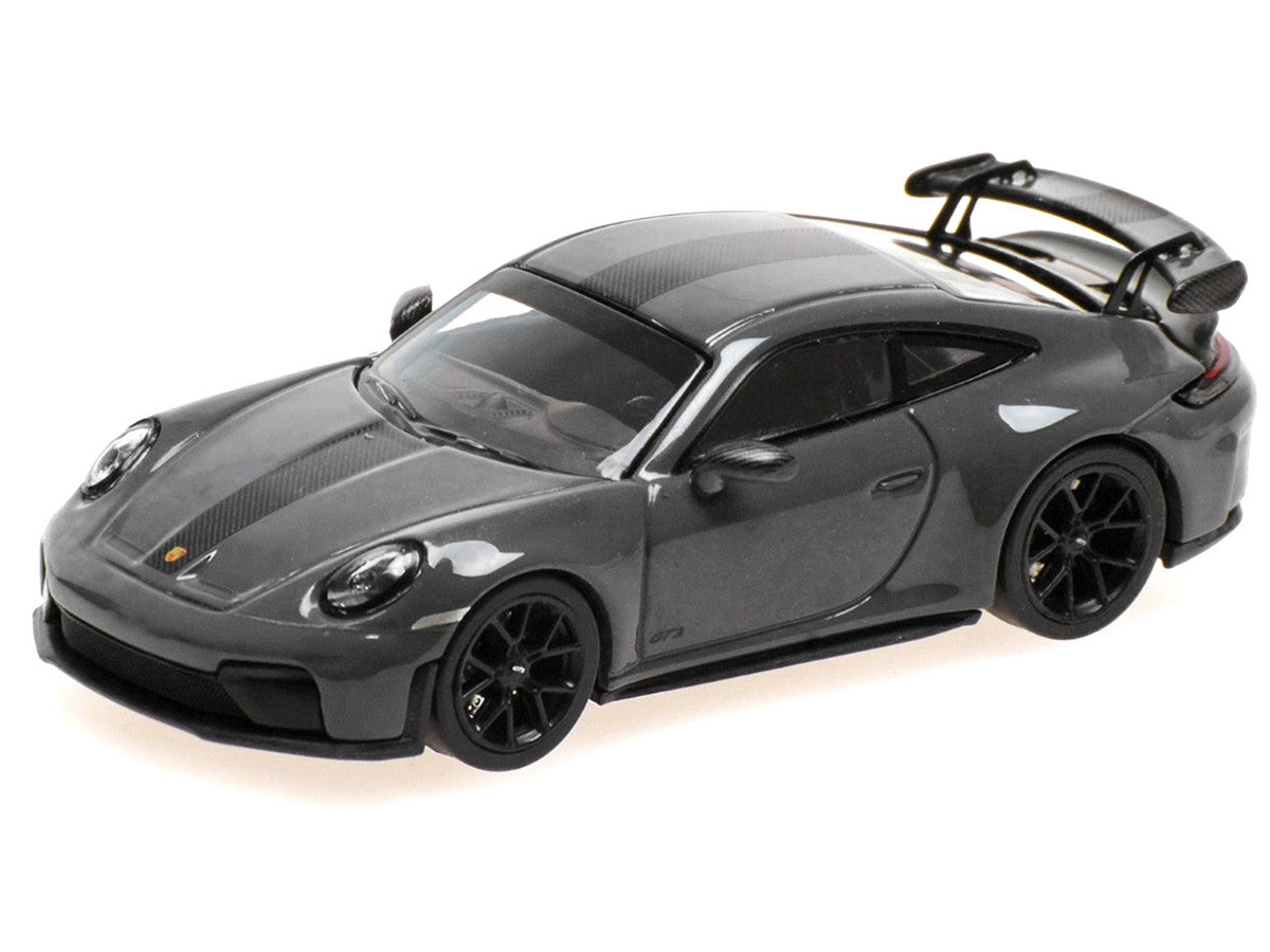 2025 Porsche 911 (992.2) GT3 Weissach Package Gray with Carbon Stripe Limited Edition to 240 pieces Worldwide 1/64 Diecast Model Car by Minichamps-1